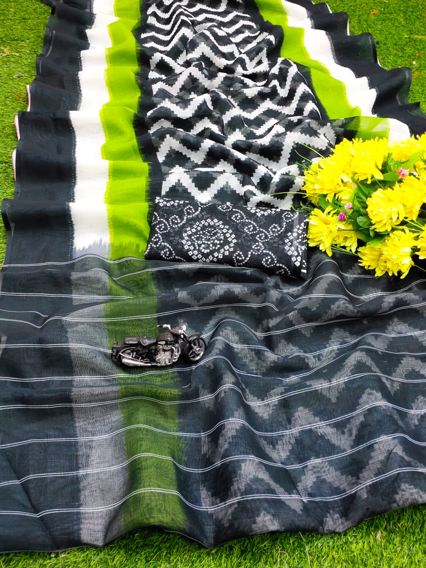 VK 4036 Soft Linen Digital Printed Sarees Wholesale Online